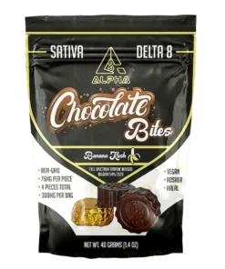 Delta-8 THC 300mg Chocolate Bites Vegan Banana Kush Sativa